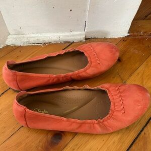 ☀️3/$25 Clarks Rena Hop Grenadine Leather Ballet Flats Size 9